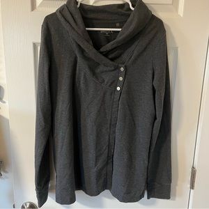 Danskin Dark Gray Snap-Collar Cowl Neck Sweater